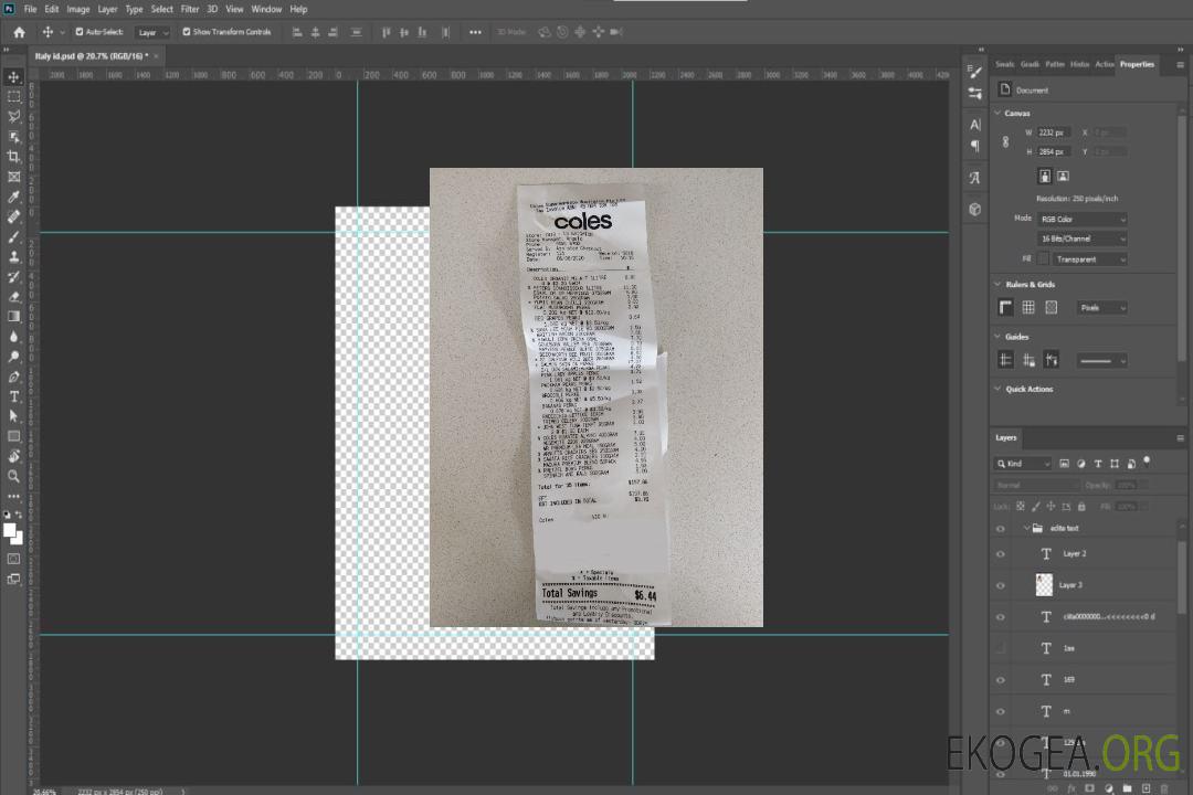 Reçu de paiement du supermarché Coles template